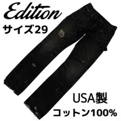 Editionダメージペインターデニムパンツ黒USA製ダブルニーY2Kコットンのサムネイル