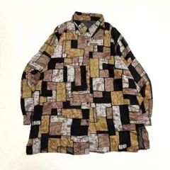 00's vintage 幾何学柄　アート　シアーシャツ　アーカイブ y2k