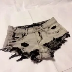 平成ギャル　Y2K ダメージ加工　デニムショートパンツ
