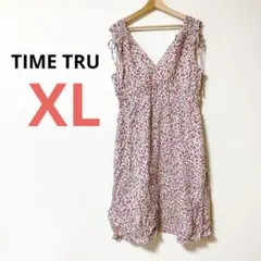 TIME TRU花柄VネックノースリーブワンピースXL（16-18）