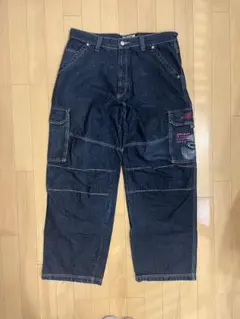 90s　オールドサーフ　PIKO　カーゴパンツ　極太　ドローコード　2way　黒 90sオールドサーフPIKOカーゴパンツ極太ドローコード2way黒