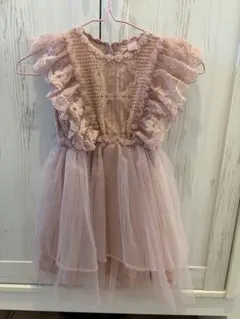 【美品】キッズ ドレス ピンク レース チュール 発表会
