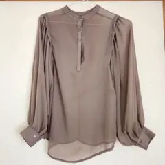 セレクトモカ 2way楊柳ボリュームスリーブブラウス 【グレイッシュベージュ】