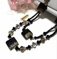 ♦️新品♦️とんぼ玉1560♦️ブラックエレガント下2連ロングネックレス