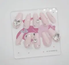 ♡ ネイルチップ 現品 量産型 フレンチガーリー ワンホン ピンク