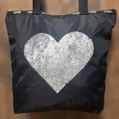 レスポLeSportsac トートバッグ ハート スパンコール ブラックのサムネイル