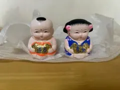中国泥人形 ペア 男の子・女の子 陶磁器 - メルカリ