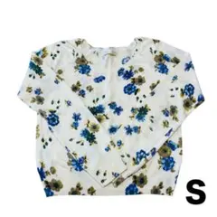 オフィスカジュアル レディース トップス 花柄 ホワイト 7号 S