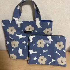 青い花柄2点セット