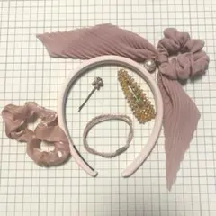 ピンク系ヘアアクセサリー 6点セット