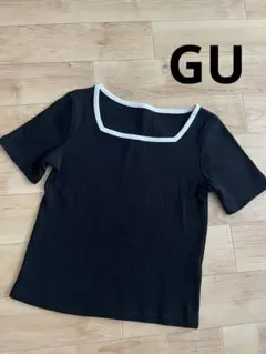 GU トップス　リブ素材　スクエアネック　S