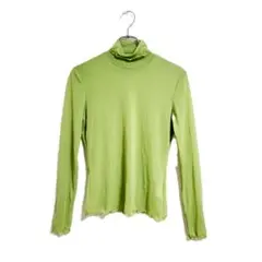 長袖カットソー ライトグリーン タートルネック 薄手 シンプル 柔らか 春夏