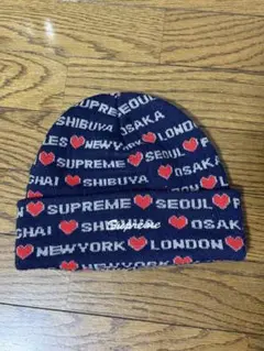 Supreme ネイビー ニット帽 確実正規品