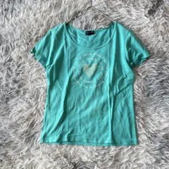 ✨組曲FAM 半袖カットソー Tシャツ【2】グリーン系 ハート ラインストーンのサムネイル