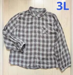 ３Ｌ★オーガニックコットン使用★薄手チェックブラウス★のサムネイル