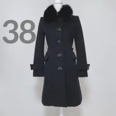 prideglideリアルファーロングコート　フォックス　アンゴラ　羊毛　黒