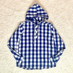 【美品】 アーバンリサーチ ギンガムチェック プルオーバー パーカー 40 青
