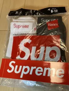 【激安・即日発送】Supreme ソックス　白黒セット 2足組ステッカー付き