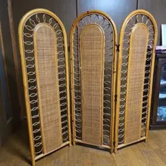 9/7迄【アンティーク/レトロ】ラタン アーチ型 4連パーテーション アジアン アンティーク/レトロ】ラタン アーチ型 4連パーテーション アジアン