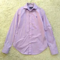 ポロラルフローレン 長袖シャツ 現行 ポニーロゴ刺繍 薄紫パープル サイズ2