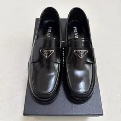 PRADA プラダ ローファー ブラック 7 26 三角ロゴプレート
