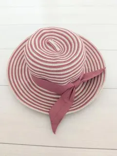 HusHusH キッズ 帽子 54cm ピンク ボーダーのサムネイル