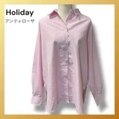 美品✨アンティローザホリデー　ストライプ　ピンク　ホワイト　オーバーサイズのサムネイル