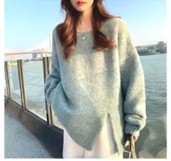 【新品未使用】ミントグリーン Vネック ニットセーター