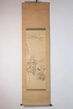 真作】松本楓湖『養老』掛軸 絹本 肉筆 木箱付き 骨董 日本画 孝子伝説