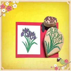 ⌘春のはんこ〓【色分けできる菖蒲】5.5×3.5cm