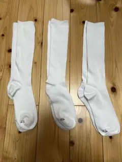 ホワイト キッズ靴下 19-24cm 3足セット
