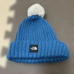 THE NORTH FACE 青 ニット帽 ポンポン付き