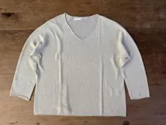 evam eva linen Vネック 長袖ニット アイボリーのサムネイル