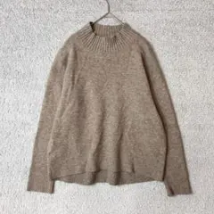 ユニクロ スフレヤーンモックネックセーター ブラウン系 モカ S ゆったり