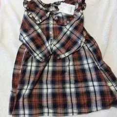チェック柄フリル襟ワンピース 100