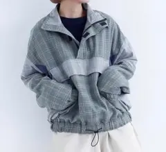 merlot チェック柄ドッキングマウンテンパーカーのサムネイル