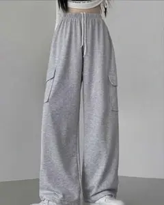 スウェット カーゴパンツ ワイド グレー Mサイズ