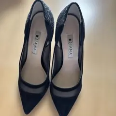Diana ブラック ハイヒール パンプス