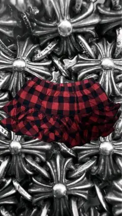 赤と黒のチェック フレアスカート