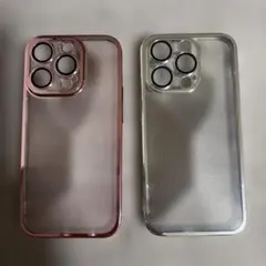 アイフォンケース iPhone14 Pro クリア ピンク シルバー 2個セット