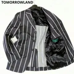 トゥモローランド テーラードジャケット リネン 背抜き ストライプ ネイビー