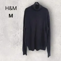 エイチアンドエム タートルネックニット M ネイビー 無地 ネイビー