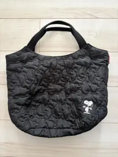 スヌーピー キルティングトートバッグ 黒