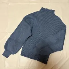 INGNI フリーサイズ 長袖リブニット ハイネック ボリューム袖 ブルー