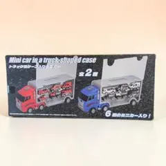 【新品】迷你汽車收納卡車 卡車型收納盒裝迷你汽車 藍色 6入