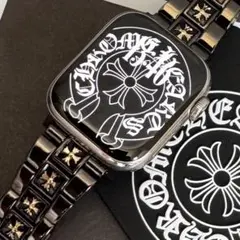 Apple Watch ステンレスバンド クロス　リンクブレスレット ブラック