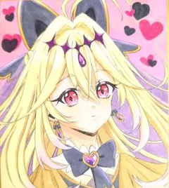 手描きイラスト✨アナログ／ミニ色紙／キュアアルカナ・シャドウ