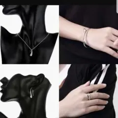 新品　シルバーピアス、ネックレス、リング、ブレスレット　4点セット