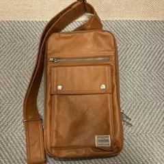 PORTER ポーター 縦長ショルダーバッグ キャメル系フック付