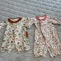 花柄ロンパース 50-70cm 双子ちゃん2点セット